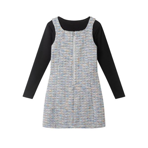 Big Kids Tweed Dress & Rib Tee Set | Textured Twirl