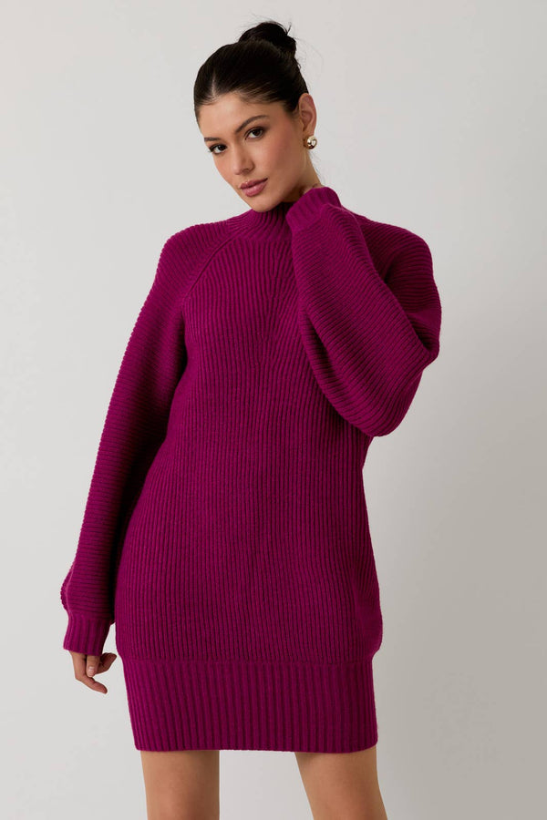 MOCK NECK COZY SWEATER DRESS