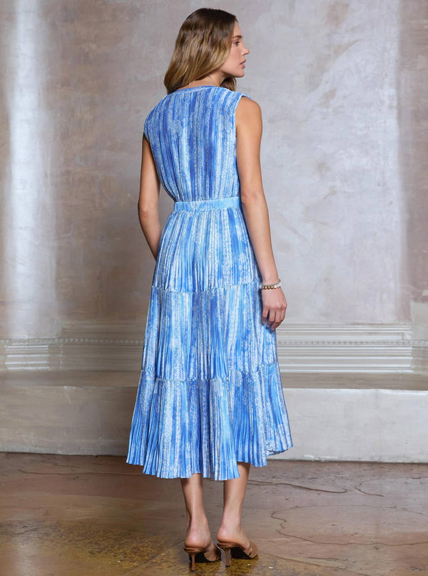 Printed Pleated Sleeveless Maxi Dress