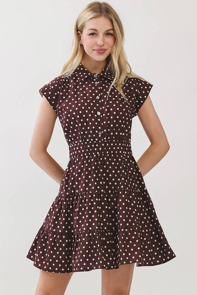 POLKA DOT TIERED MINI DRESS
