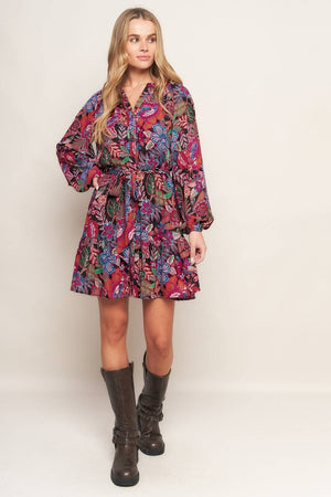 A printed woven mini dress - ID21512