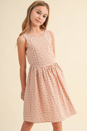 TWEEN KIDS GIRLS SLEEVELSES FIT AND FLARE SUNDRESS