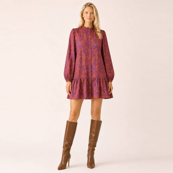 Autumn Bloom Cotton Print Mini Dress